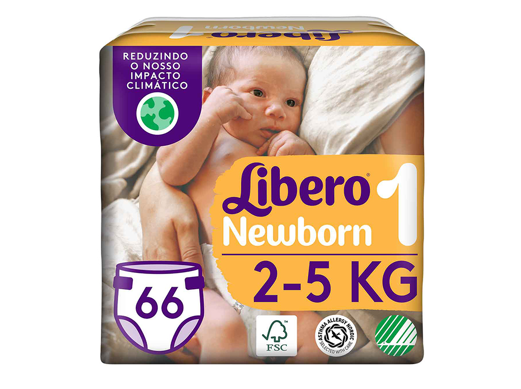 Fraldas Libero Newborn T1 2-5kg 66 Un