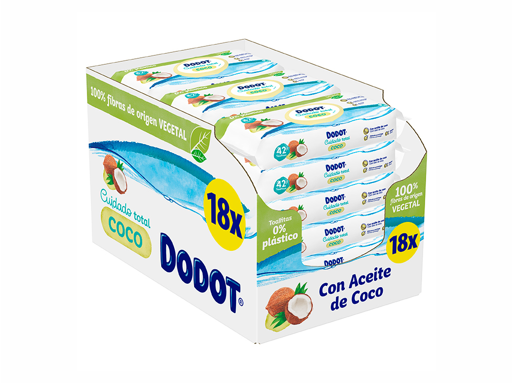 Toalhitas Dodot Cuidado Total Coco 18x42 Un (box Xxl)