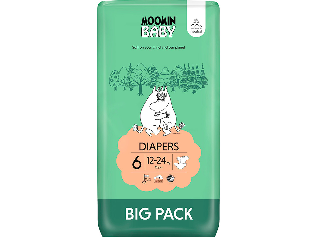 Fraldas Moomin Baby T6 12-24kg 51un